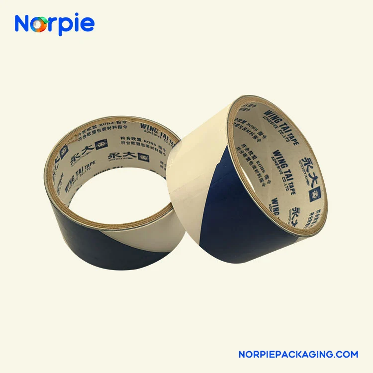 Blå och vit varningstejp